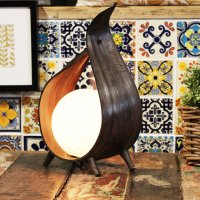 Lampă din nucă de cocos naturală - ciocolată