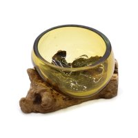 Sticlă topită pe lemn - Mini bol de chihlimbar