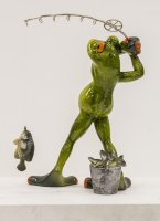 Broască din ceramică - Pescar