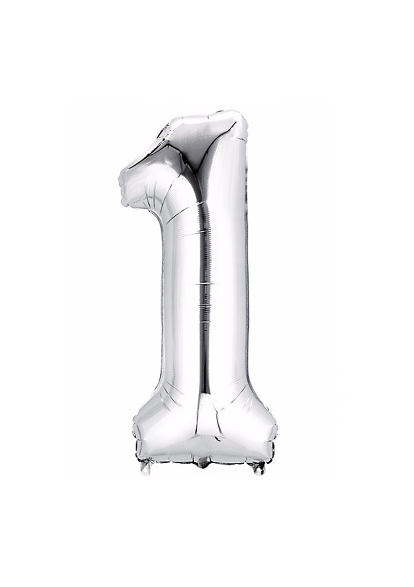 Balon din folie de argint numărul 1 - 106 cm