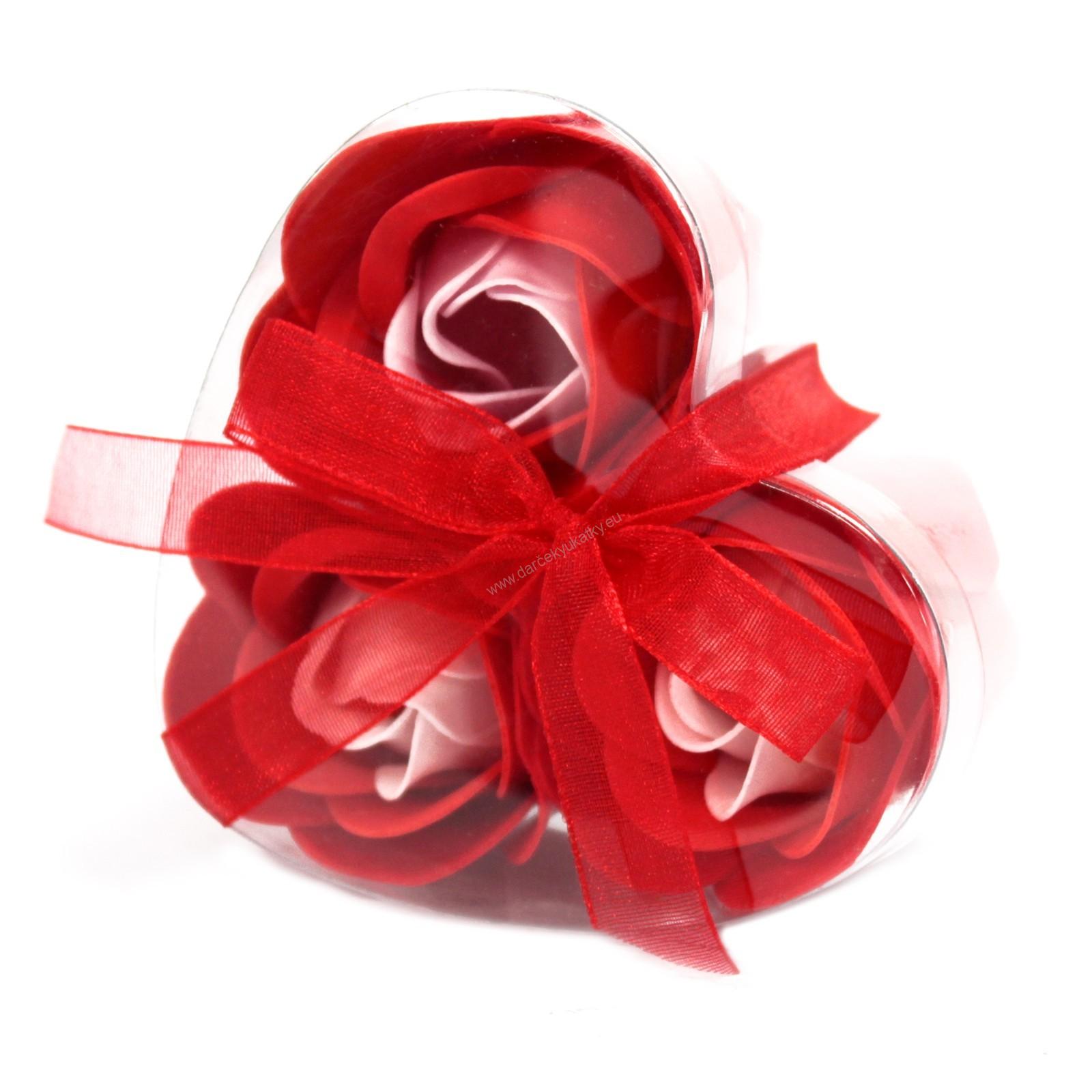Set de 3 flori de săpun - trandafir roșu