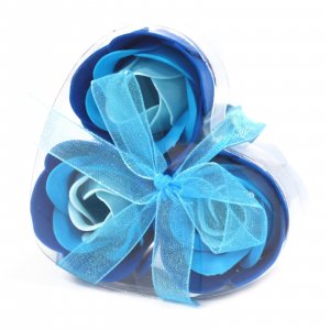 Set de 3 flori de săpun - Albastru de nuntă