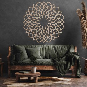 Mandala din lemn pe perete - Lotus