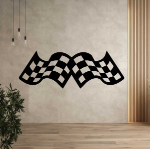 Tablou din lemn pe perete - Steaguri de curse