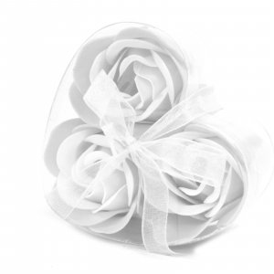 Set de 3 flori de săpun - trandafir alb