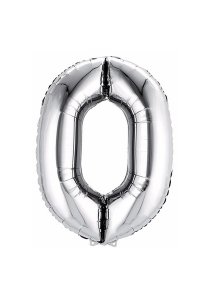 Balon din folie de argint număr 0 - 106 cm