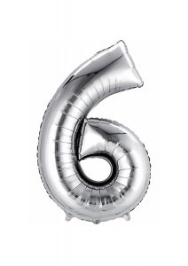 Balon din folie de argint numărul 6 - 106 cm