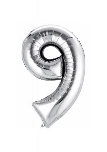 Balon din folie de argint numărul 9 - 106 cm