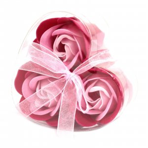 Set de 3 flori de săpun - trandafir roz