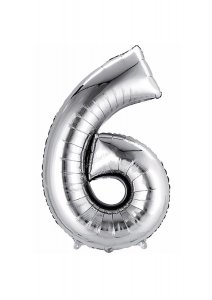Balon din folie de argint numărul 6 - 80 cm