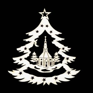 Ornament de Crăciun - Copac cu biserică 6 cm