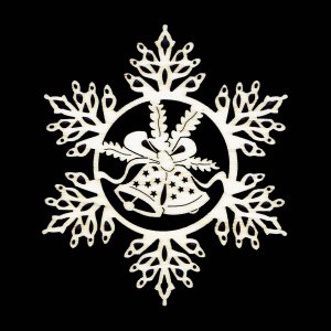 Ornament de Crăciun - Fulg de zăpadă cu clopoței 9 cm