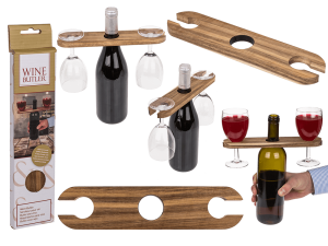Suport din lemn pentru vin și pahare