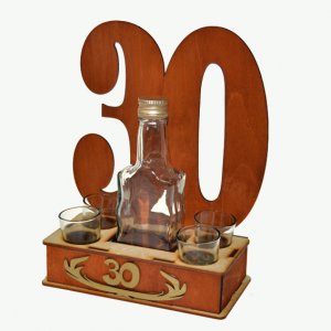 Sticlă din lemn și suport de sticlă cu capac 30