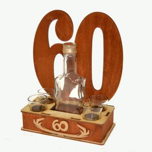 Sticlă din lemn și suport de sticlă cu capac 60