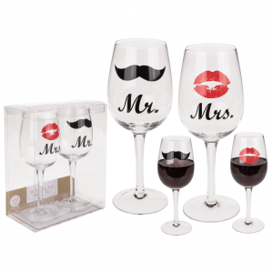 Set de pahare de vin Mr. și Mrs.