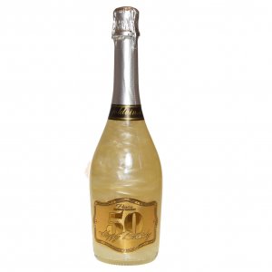 Șampanie perlată GHOST argint - La mulți ani 50