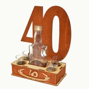 Sticlă din lemn și suport de sticlă cu capac 40