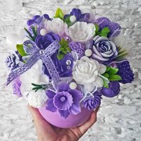 Buchet de săpun original - violet, alb