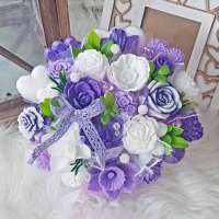 Buchet de săpun original - violet, alb