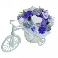 Buchet de săpunuri Bicycle - violet, gri, alb