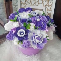 Buchet de săpun original - violet, alb