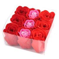 Set de 9 flori de săpun - trandafiri roșii