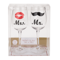 Set de pahare de vin Mr. și Mrs.