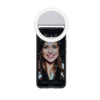 Inel de lumină cu LED-uri pentru selfie cu 3 intensități - negru
