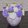 Buchet de săpunuri în ghiveci de ceramică - violet, alb